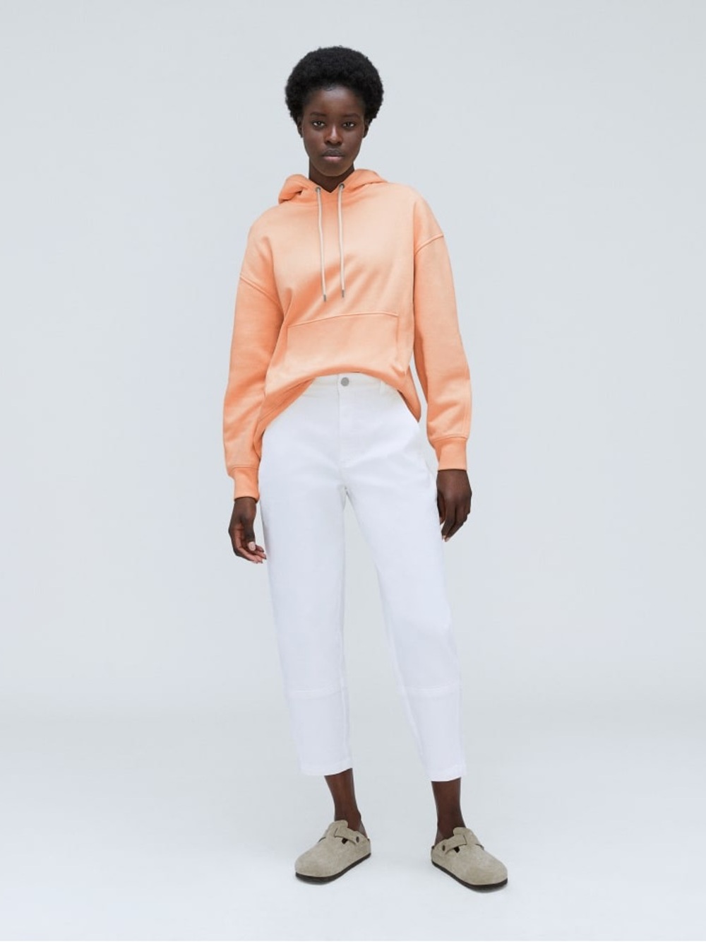 Everlane The Track Organic Popover Hoodie In Apricot / Peach Size Small View 3